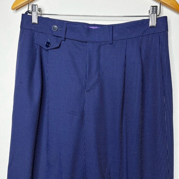Ralph Lauren Purple Label Wool Navy with White Pin Striped Equestrian Pants - Picture 3 of 8